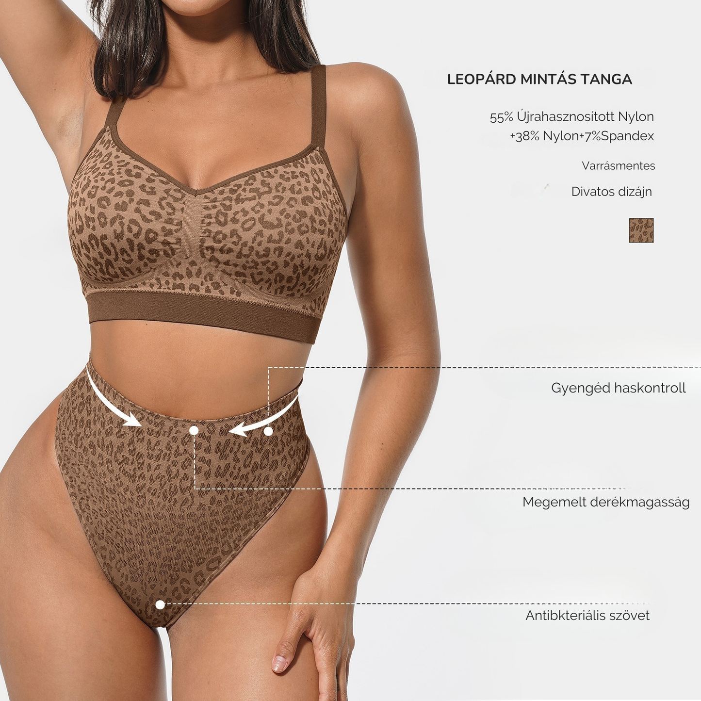 Leopárdmintás magasderekú tanga – has- és derékformáló kényelem, vad eleganciával